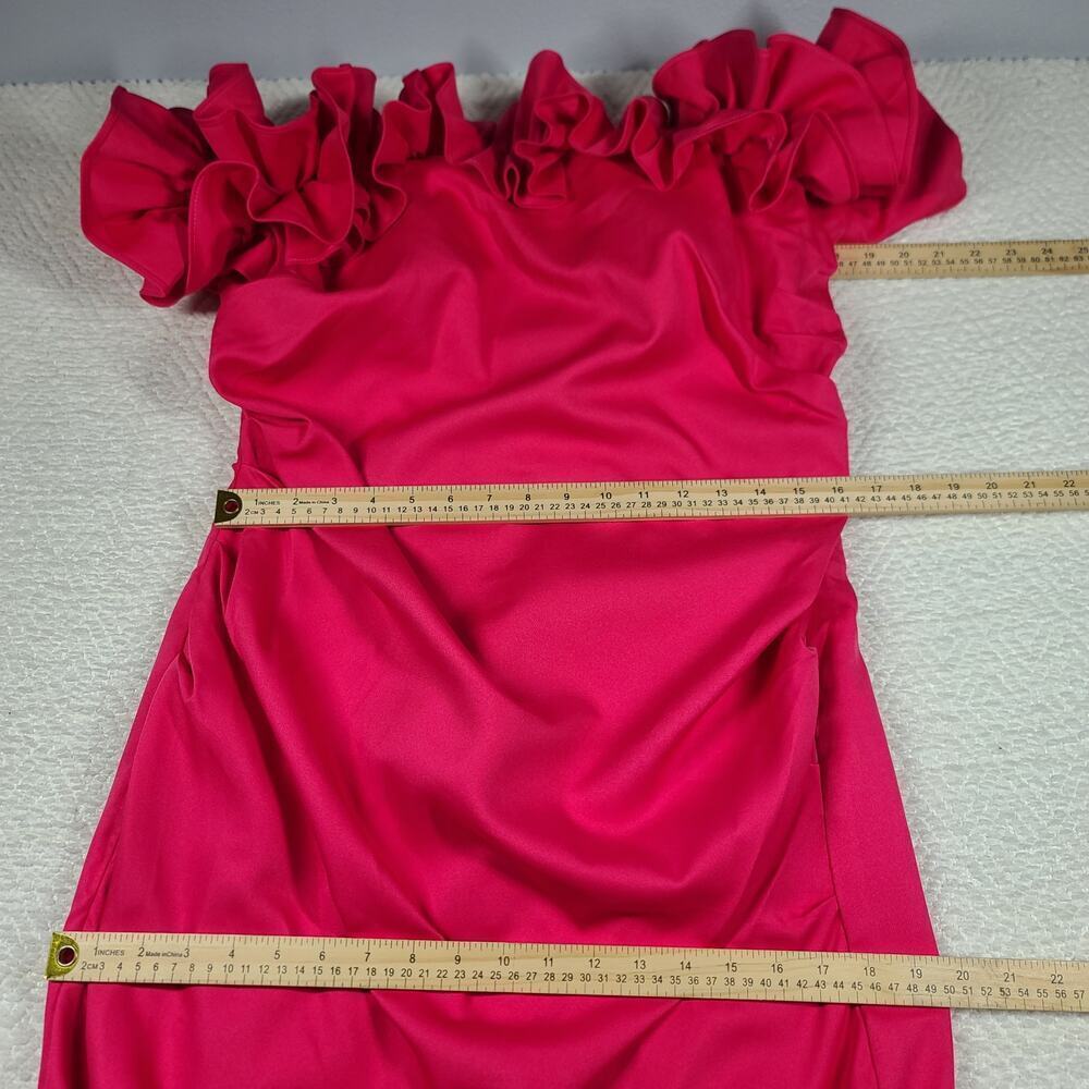 Pink off shoulder ruffle maxi dress Mother of the bride Valentine's dress Sz 16 - Picture 8 of 13